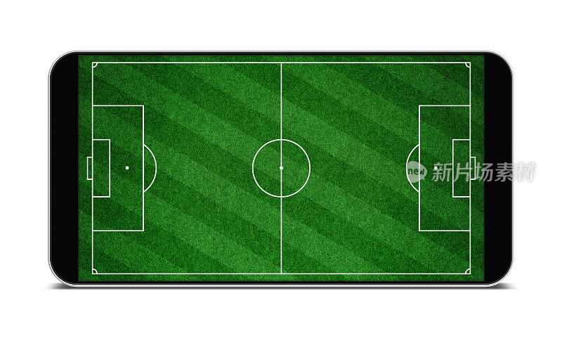 [剪切路径]足球游戏在智能手机上孤立的白色背景